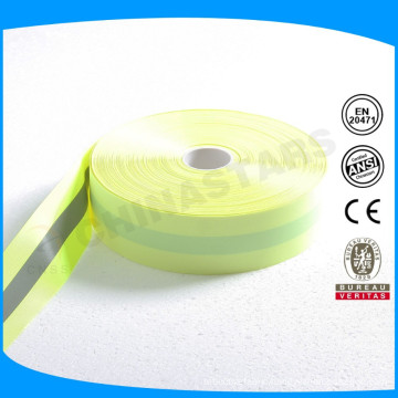 fluo yellow backing reflective silver ribbon 2cm